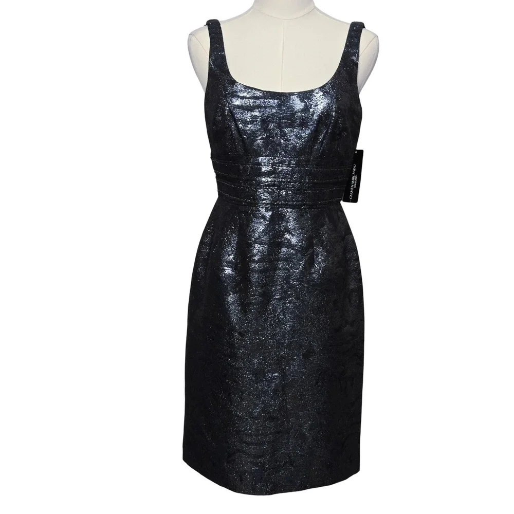 Carmen Marc Valvo Dress‎ Womens 4 Sheath Metallic Star Sapphire Sleeveless Party